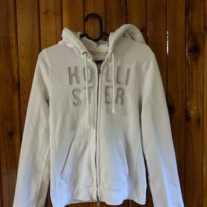 Y2K Hollister White Zip-Up Hoodie